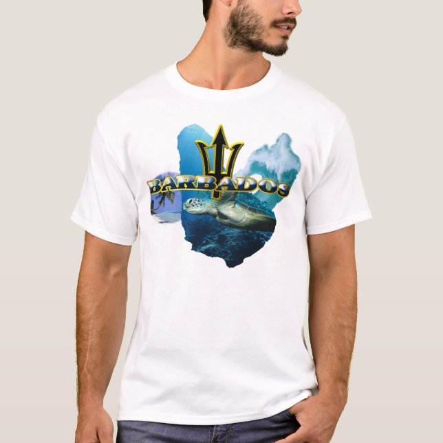 BARBADOS WAVE TRIDENT BACK T SHIRT (Front)