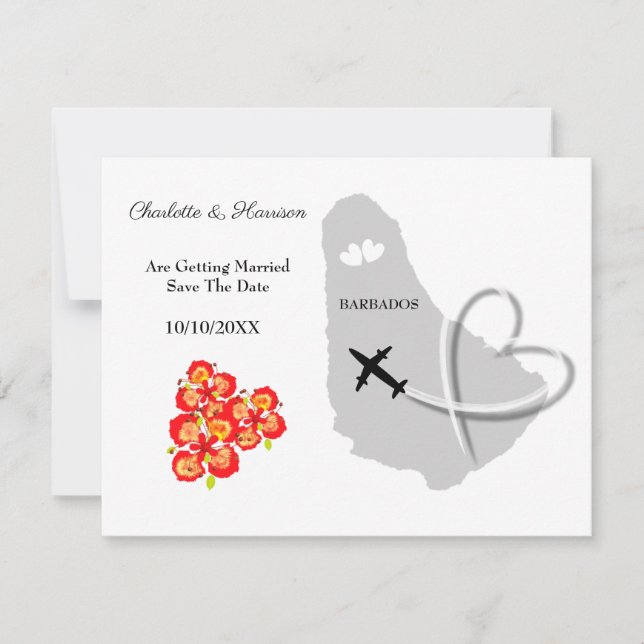 Barbados Wedding Destination Save The Date (Front)