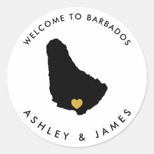 Barbados Wedding Welcome Stickers, Favour Classic Round Sticker