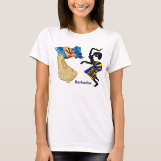 BARBADOS WOMAN  T-SHIRT WITH MAP AND FLAG