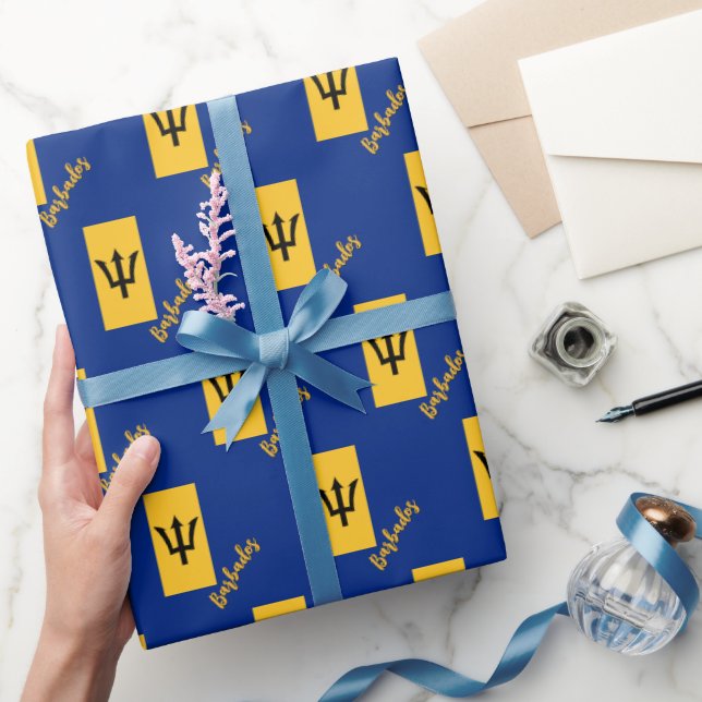 Barbados Wrapping Paper, Barbados Flag patriots Paper (Gifting)