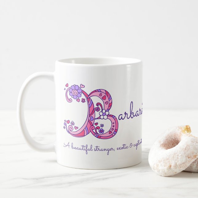 Barbara name meaning decorative B monogram mug (With Donut)