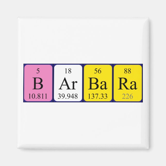 Barbara periodic table name magnet (Front)