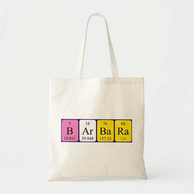 Barbara periodic table name tote bag (Front)