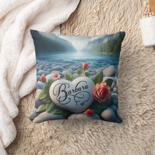 Barbara's Heart by the River Cushion (Blanket)