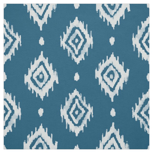BARBARIAN Boho Ikat Diamond Ocean Blue Fabric (Swatch)