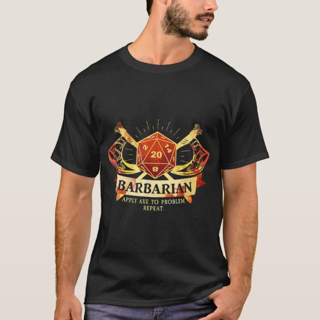 Barbarian Class D20 Tabletop Dungeons RPG Dragons T-Shirt (Front)