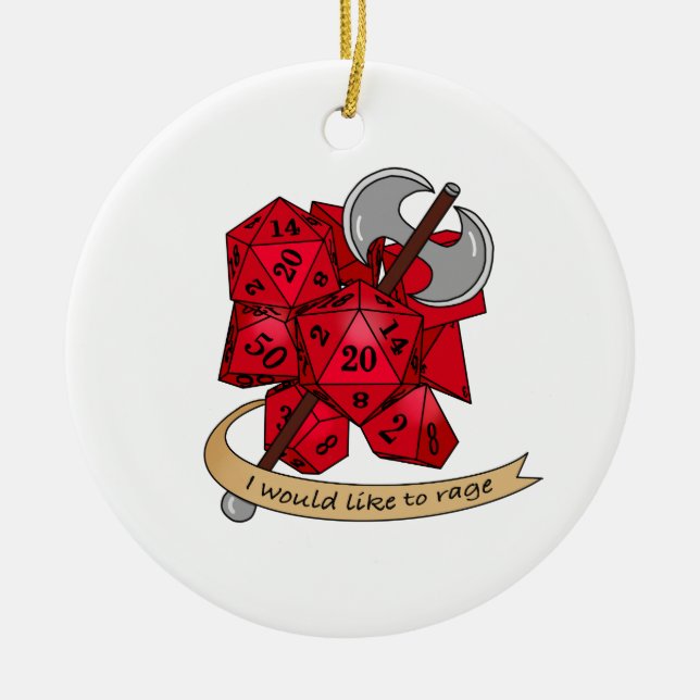 Barbarian Dice Design Ceramic Ornament (Front)