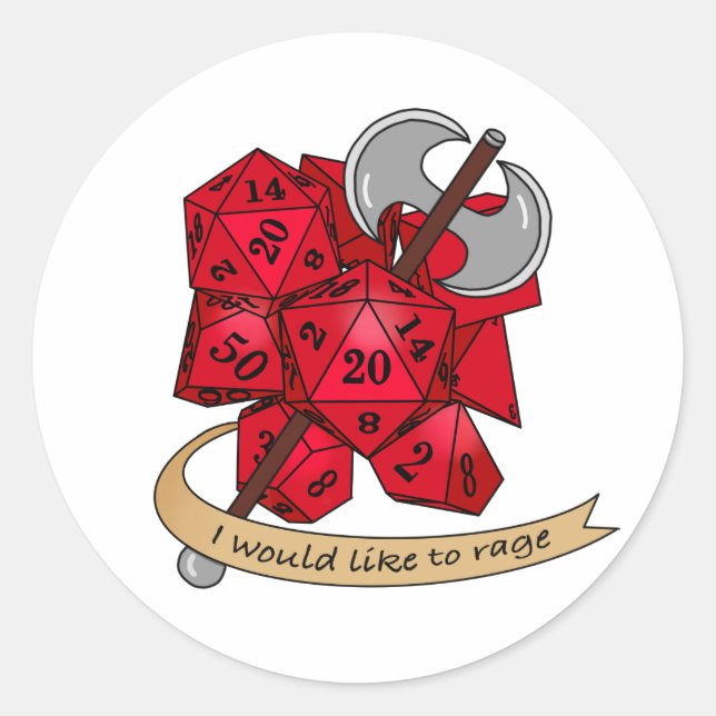 Barbarian Dice Design Classic Round Sticker (Front)