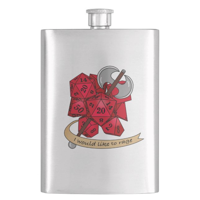 Barbarian Dice Design Hip Flask (Front)