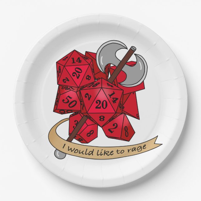 Barbarian Dice Design Paper Plate (Front)