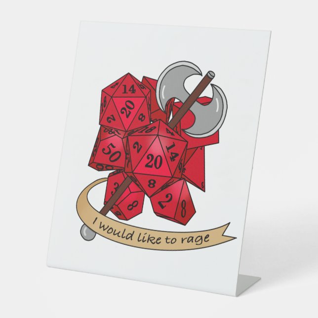 Barbarian Dice Design Pedestal Sign (Front)
