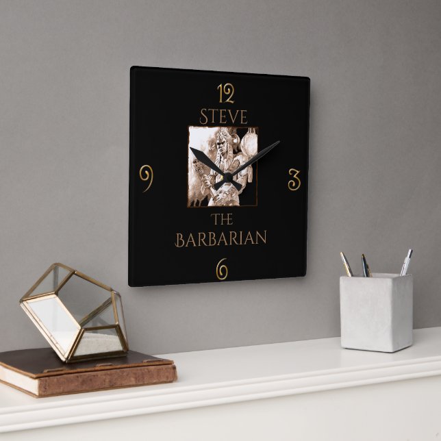 Barbarian Warrior Personalised   Square Wall Clock (Office)