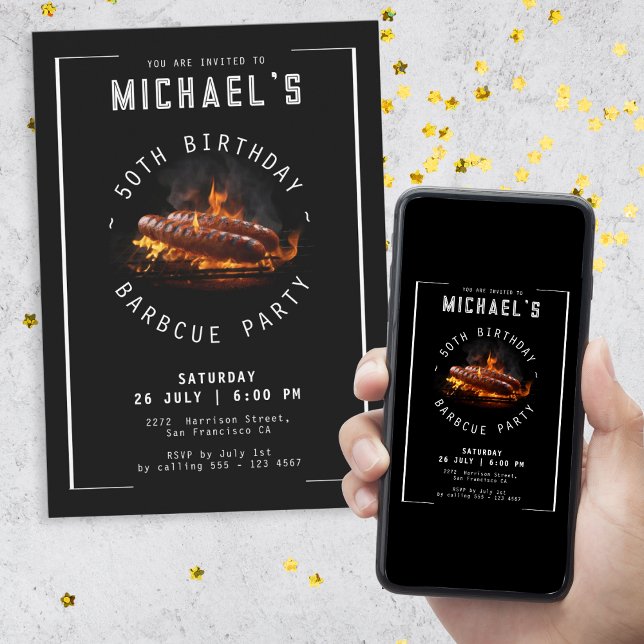 Barbecue 50th Birthday Party  Invitation (Creator Uploaded)