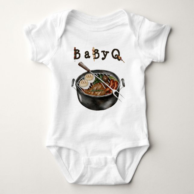 Barbecue Backyard Party Baby Shower BBQ Baby Bodysuit (Front)