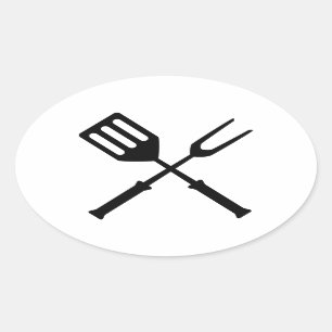 Barbecue Barbeque BBQ Barby Barbies Grill Oval Sticker