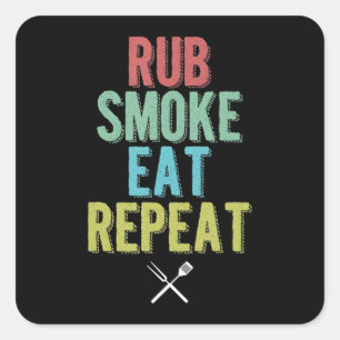 Barbecue BBQ Grill Master Grilling Meat Smoker Square Sticker