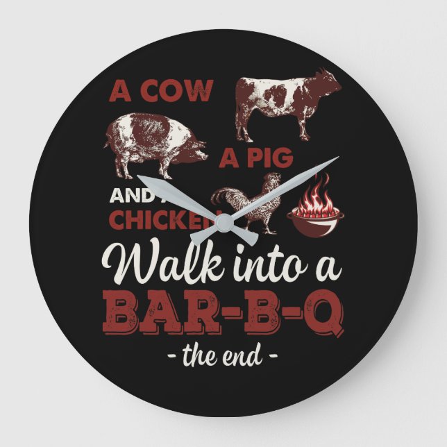 Barbecue BBQ Joke GIft For Grill Master Chef Large Clock (Front)