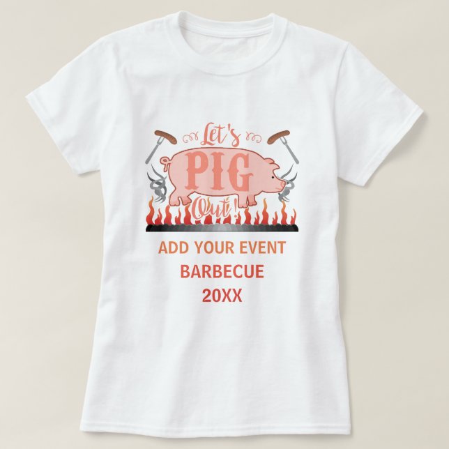 Barbecue BBQ Pig Funny Grill Contest Personalised T-Shirt (Design Front)