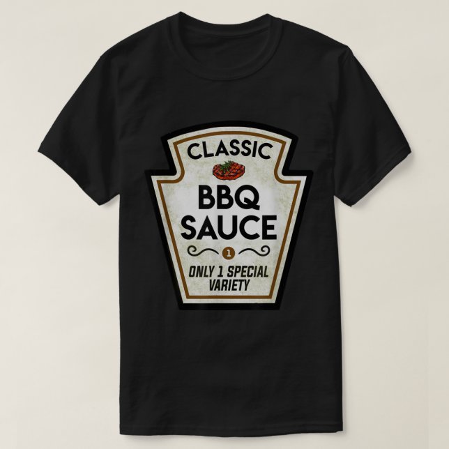 Barbecue BBQ Sauce Bottle Label Halloween Matching T-Shirt (Design Front)
