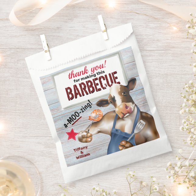 Barbecue Cookout Cow Grilling Shrimp Favour Bag (Clipped)