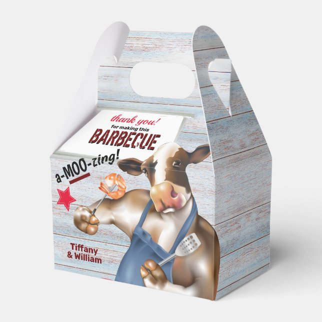 Barbecue Cookout Cow Grilling Shrimp Favour Box (Front Side)