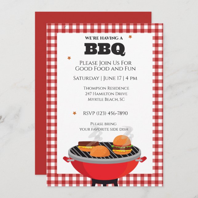  Barbecue Cookout Grilling Invitation (Front/Back)