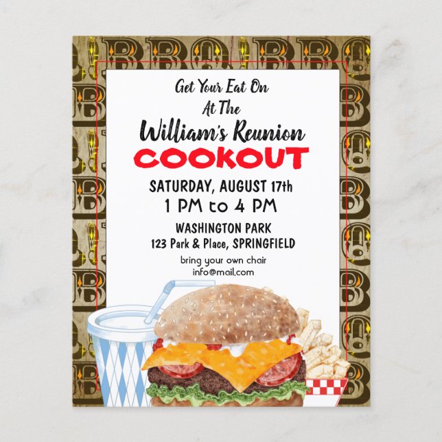 Barbecue Cookout Reunion Fast Food Flyer (Front)