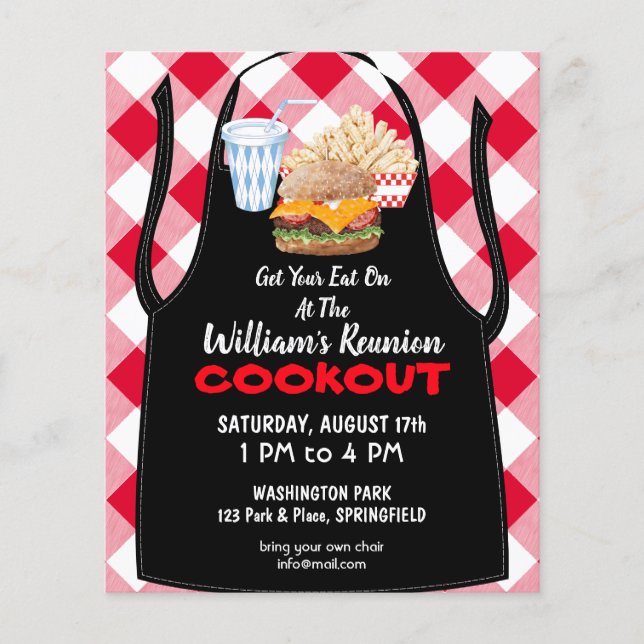 Barbecue Cookout Reunion Fast Food Gingham Flyer (Front)