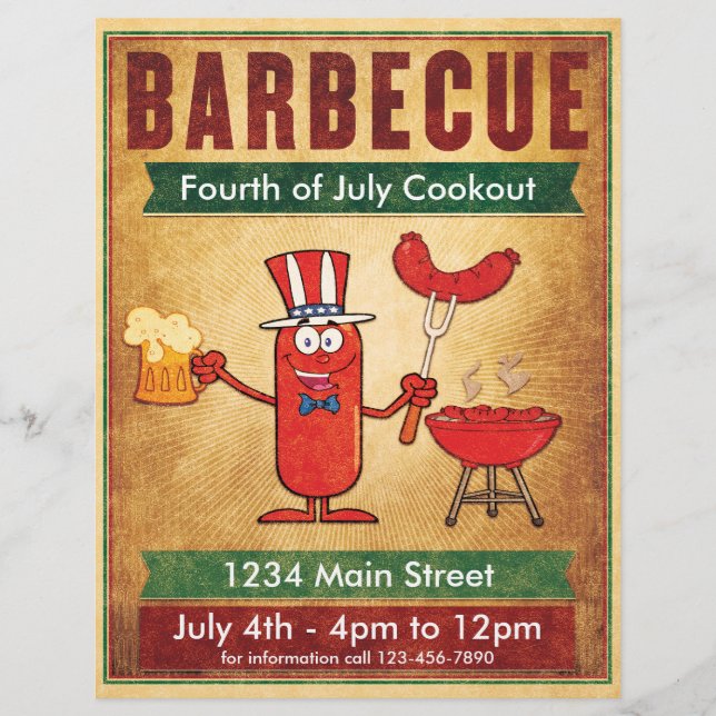 Barbecue Fourth of July Cookout Flyer (Front)