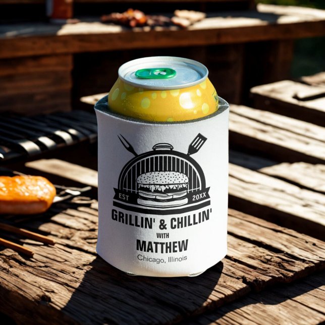 Barbecue Grillin' & Chillin Bachelor Party Can Cooler (Creator Uploaded)