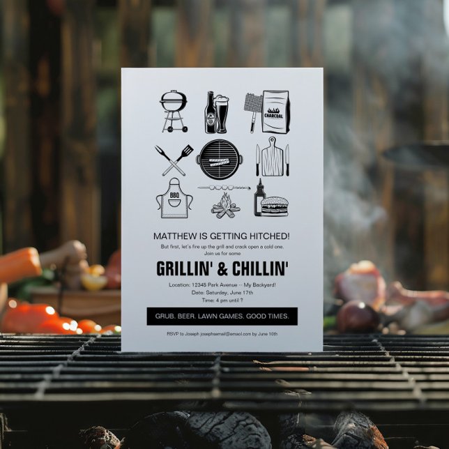 Barbecue Grillin' & Chillin Bachelor Party Invitation (Creator Uploaded)