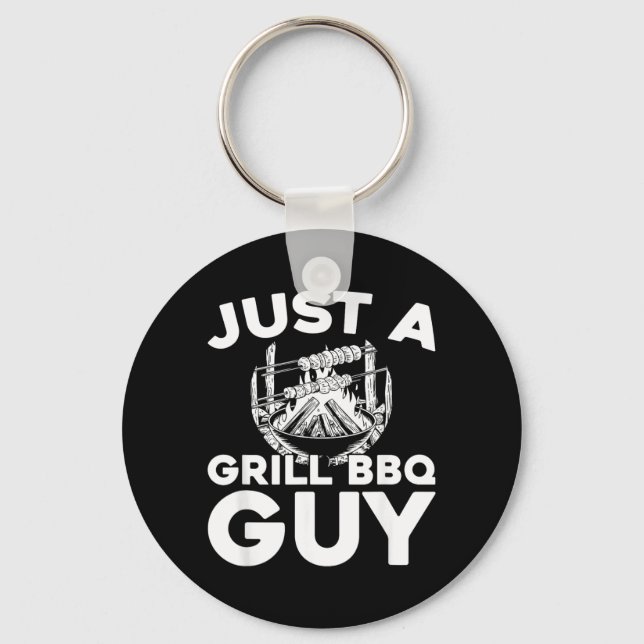 Barbecue Grillmaster - Grilling A Grill BBQ Guy Key Ring (Front)