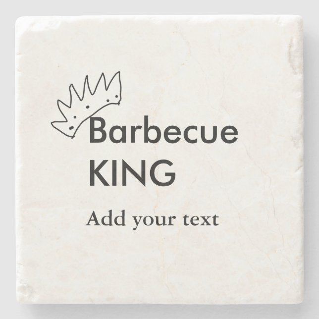 Barbecue king add name text men kitchen bakery  stone coaster (Front)