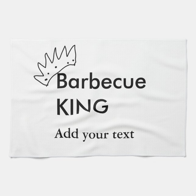 Barbecue king add name text men kitchen bakery  tea towel (Horizontal)
