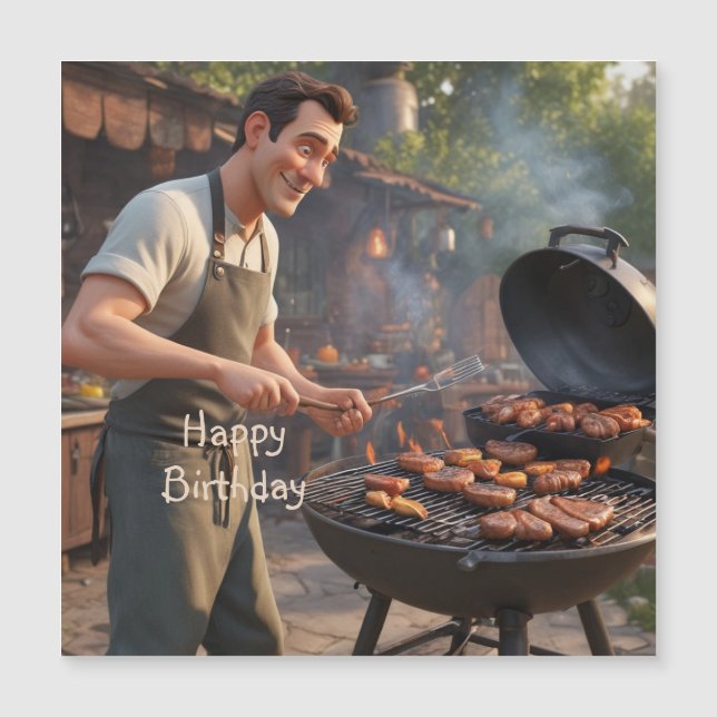 Barbecue Man Magnetic Card (Front)