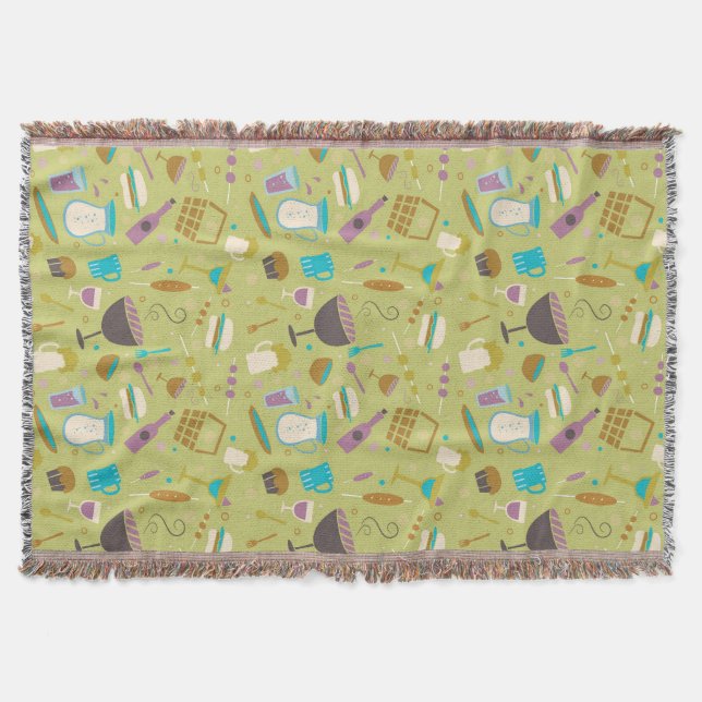 Barbecue Pattern Throw Blanket (Front)
