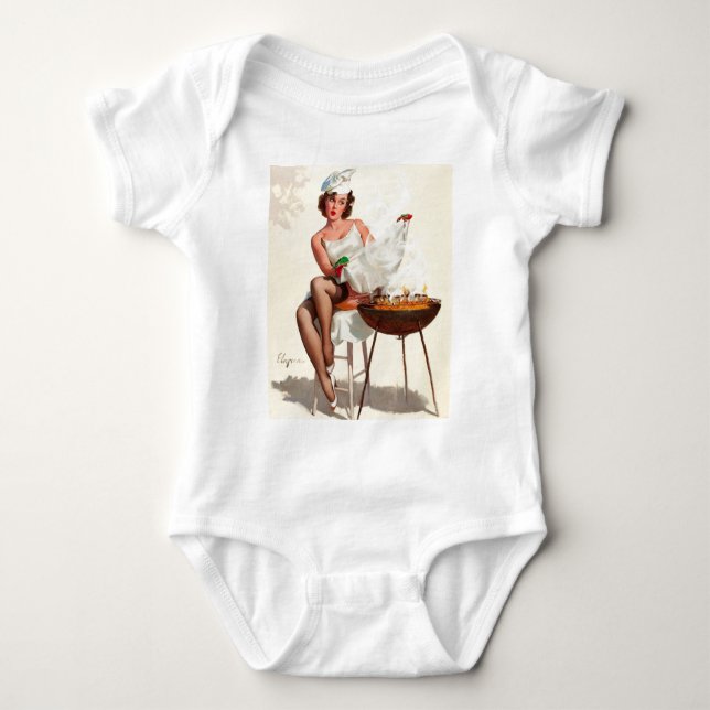 Barbecue Pin-Up Girl Baby Bodysuit (Front)