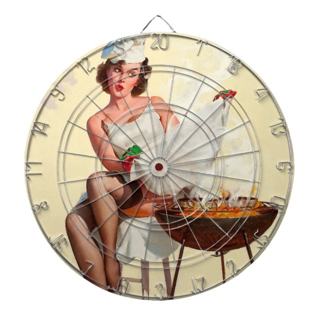 Barbecue Pin-Up Girl Dartboard (Front)
