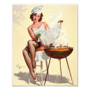 Barbecue Pin-Up Girl Photo Print