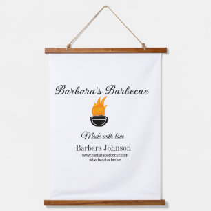 Barbecue restaurant kitchen social media website n hanging tapestry