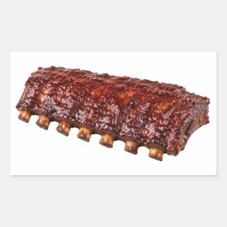 Barbecue Ribs Isolated on White Rectangular Sticker