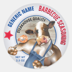 Barbecue Seasoning Cow Grilling Shrimp Classic Round Sticker