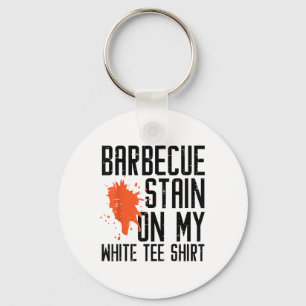 Barbecue Stain On My White Tee Funny Bbq Meat Men Key Ring