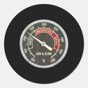 Barbecue Thermometer Smoky Barbecue Grill Low Slow Classic Round Sticker