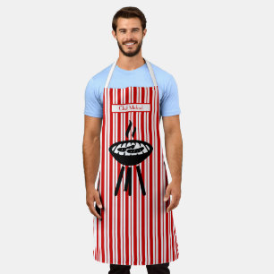 Barbecue Vertical Stripe #2 DIY Colours Red White Apron