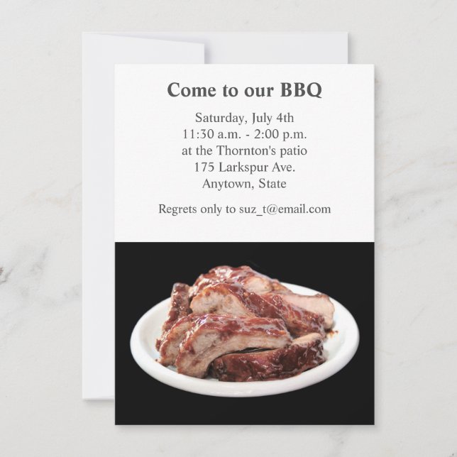 Barbecued baby back ribs invitation (Front)