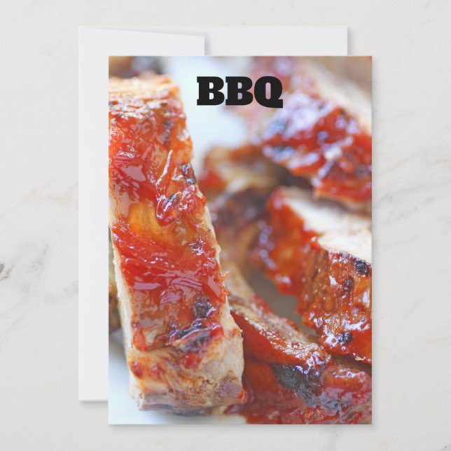 Barbecued ribs on a plate invitation (Front)