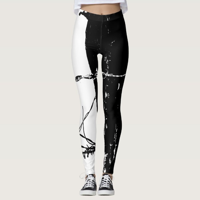 Barbed Black and White Leggings (Front)