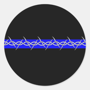 Barbed Blue Line Corrections Classic Round Sticker